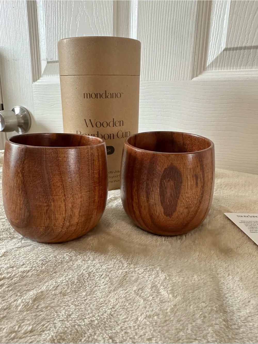 Monsanto Elegant Brown Wooden Bourbon Cups - 2 Pack New in Box